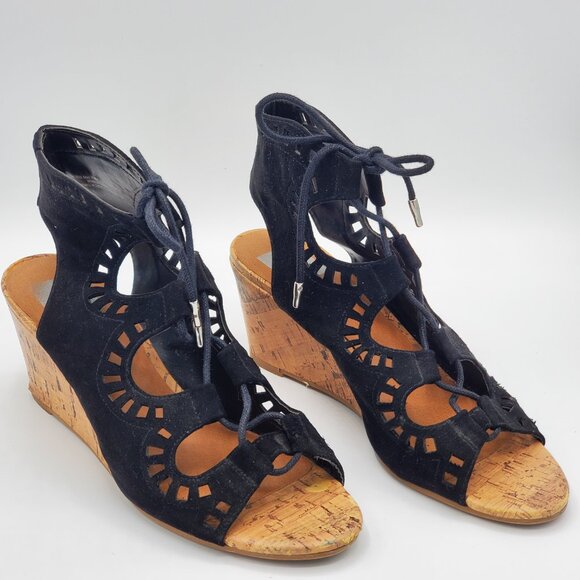 DV by Dolce Vita Faux Suede Lace Up Gladiator Cork Wedge Sandals - Picture 7 of 7